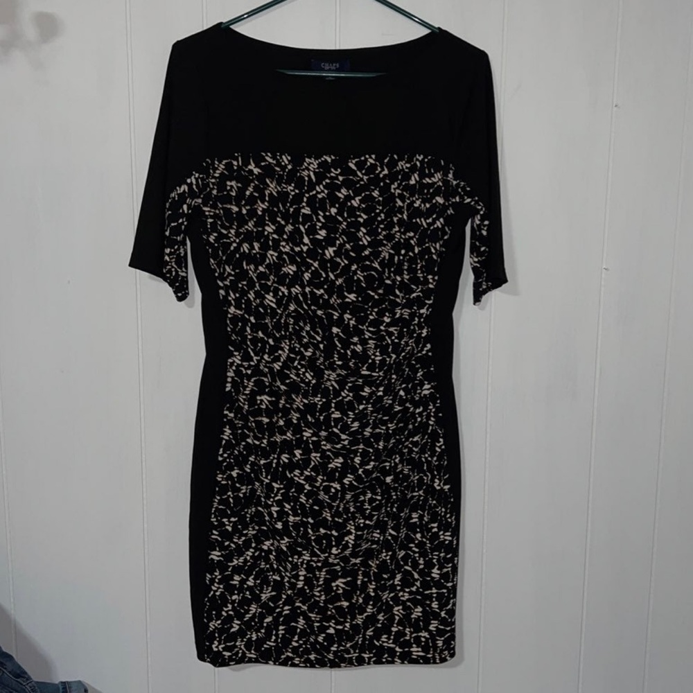 Chaps Dress with Cream Abstract Print